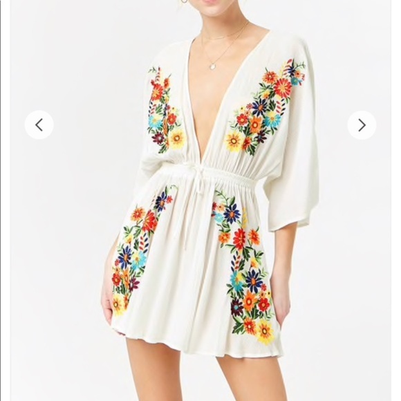 floral embroidered dress forever 21